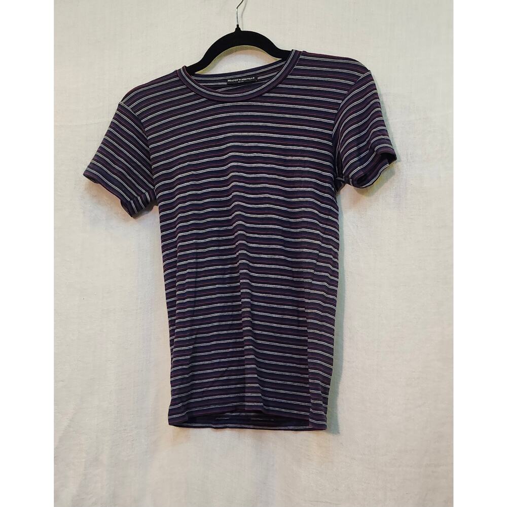 Brandy Melville Y2K Striped T Shirt Short Sleave Navy Red White Tween